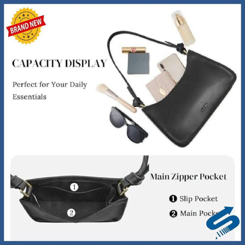 Leather Hobo Shoulder Bag Small Purse Clutch Versatile Carry - Picture 5 of 8
